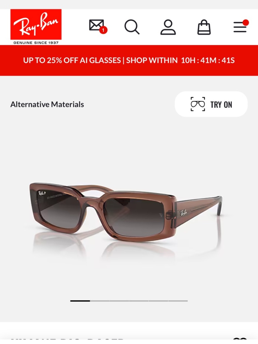 Ray-Ban KILLIANE Brown Sunglasses with Polarized Gradient Gray Lenses
